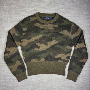 Polo Ralph Lauren Camo Alpaca Wool Blend Sweater Green Brown Small Petite $398
